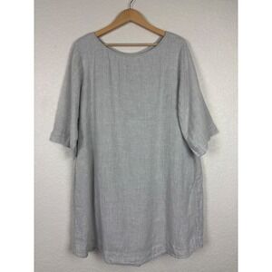Roller Rabbit Womens 100% Linen Dress Sz XL Gray Lagenlook Natural Fibers‎ Beach